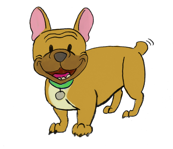 Cartoon of a fawn-colored French Bulldog