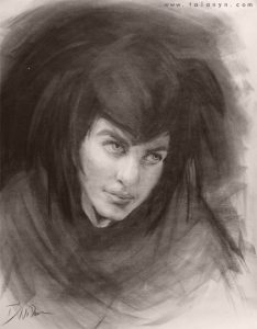 Charcoal portrait of the Queen from STEEL CTIY, VEILED KINGDOM