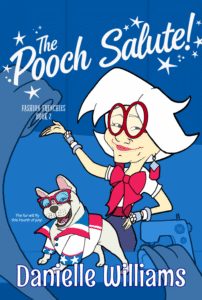 Cover of The Pooch Salute! A cheerful French bulldog poses beside a stylish older woman.